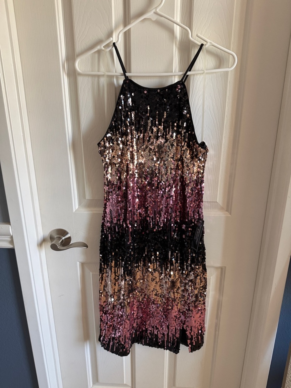 VENUS Black, Gold and Pink Ombre Sequin Mini Dress
